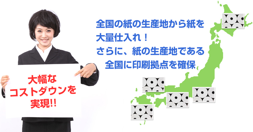 紙の大量仕入れで印刷のコストダウンに成功